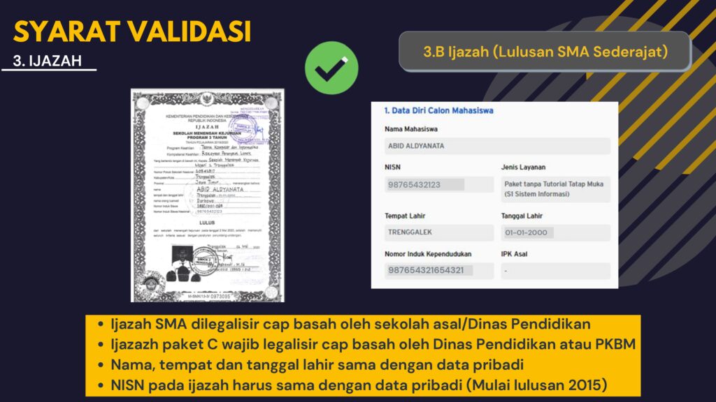 Berkas pendaftaran di UT yang benar