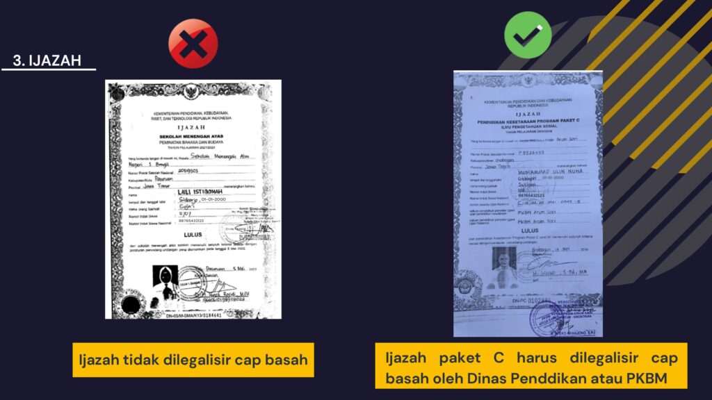 Berkas pendaftaran di UT yang benar